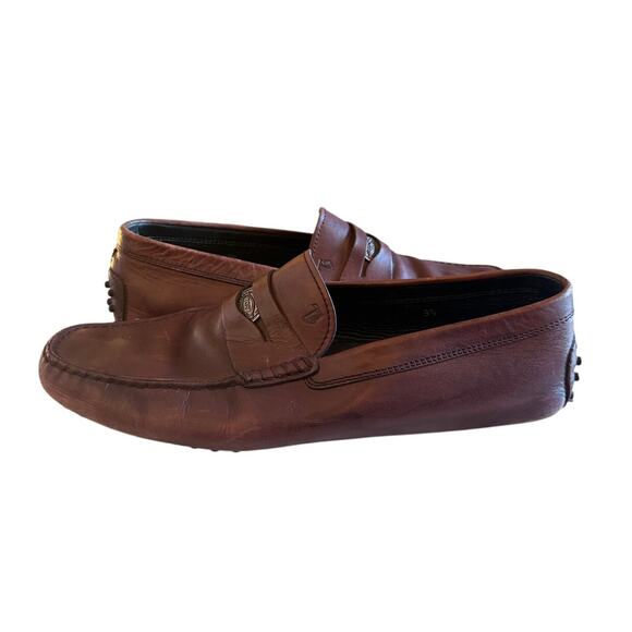 Tod\'s Men\'s Burgundy Leather Penny Driving Loafers main image 6